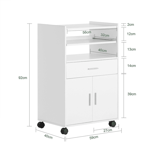Aparador de cozinha baixo para microondas, com 2 portas e 1 gaveta FSB09-W SoBuy