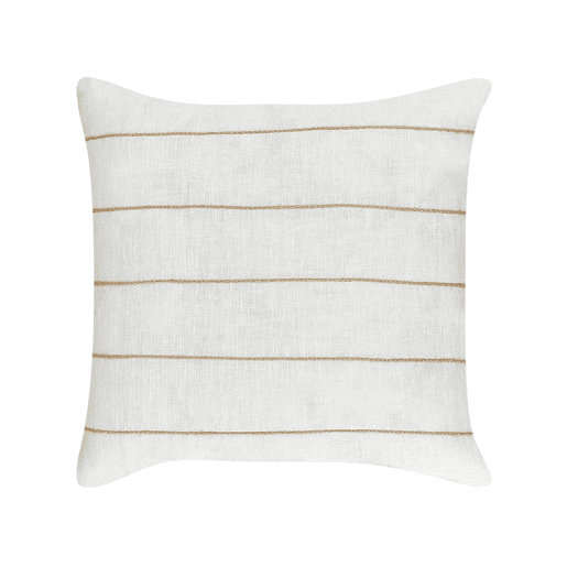 Conjunto de 2 almofadas decorativas MILAS Linho 50 x 50 cm Branco Às riscas