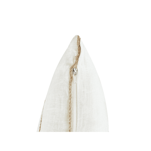 Conjunto de 2 almofadas decorativas MILAS Linho 50 x 50 cm Branco Às riscas