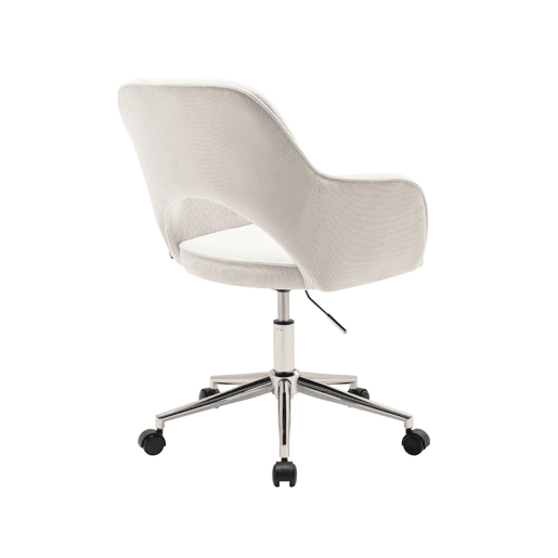 Cadeira de escritório com rodas veludo cotelé base cromada, Jim veludo, Branco sujo, 62x60x99 cm