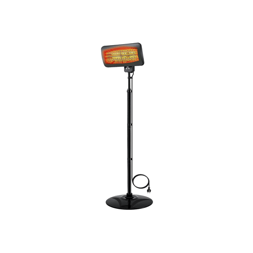 Aquecedor de halogéneo de chão para exterior. 3 potências de 650w, 1350w e 2000w. Controlo digital, visor LED e controlo remoto. Temporizador de 24 horas. Ajustável até 2,1 m. Ângulo ajustável.