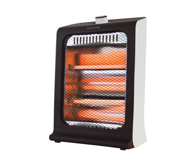Calefactor halógeno de bajo consumo y 800w de potencia. funciona a partir de 2 cuarzos internos que genera e irradian calor. tiene termostato mecánico con 2 niveles de potencia.