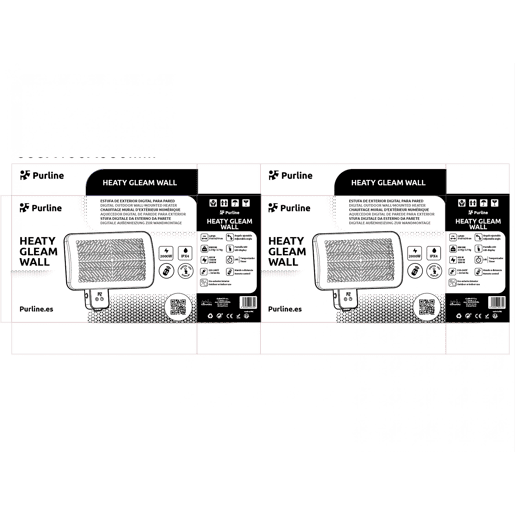 Aquecedor de parede de halogéneo para exterior. 3 potências de 650w, 1350w e 2000w. Controlo digital, visor LED e controlo remoto. Temporizador de 24 horas