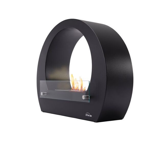 Chimenea de etanol con diseño circular acabado en acero inoxidable y acero esmaltado. incluye un bloque de combustión de 1.5l de capacidad que