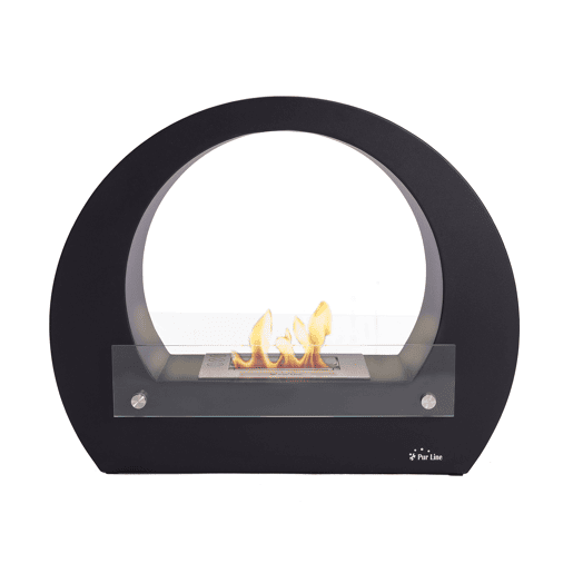 Lareira a etanol com um desenho circular com acabamento em aço inoxidável e aço esmaltado. Inclui um bloco de combustão de 1,5L de capacidade que permite regular a chama e o seu poder calorífico é equivalente a 2,5KW.