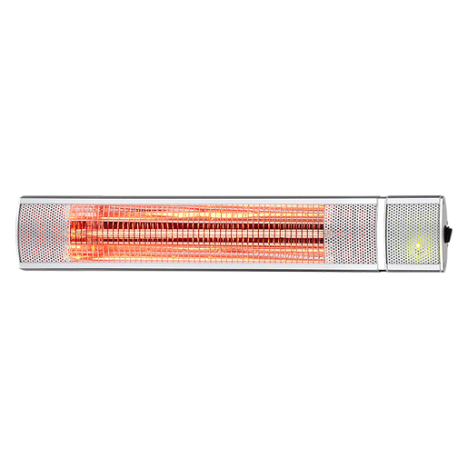 Aquecedor de halogéneo de 2000W com protecção IP55. Desenho horizontal para montagem em parede de metal. medidas 63x15x10 cm.