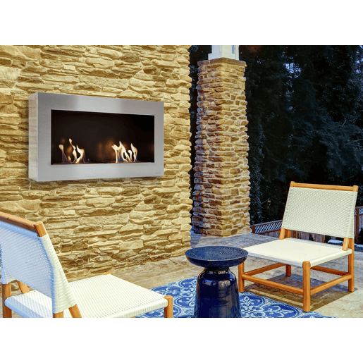 Lareira de alto rendimento térmico. Equivalente a 4KW. Fabricado em aço inoxidável e desenho rectangular