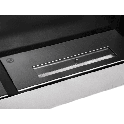 Lareira de alto rendimento térmico. Equivalente a 4KW. Fabricado em aço inoxidável e desenho rectangular