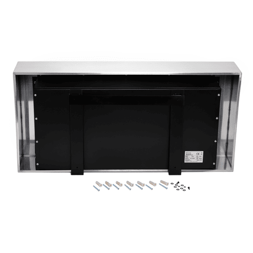 Lareira de alto rendimento térmico. Equivalente a 4KW. Fabricado em aço inoxidável e desenho rectangular