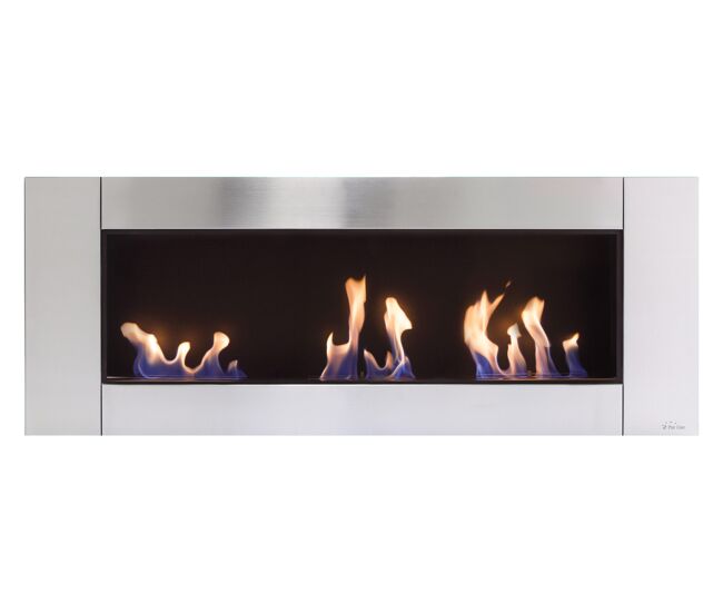 Chimenea de etanol con impresionante efecto panorámico y triple bloque de combustión de 1.2l cada uno