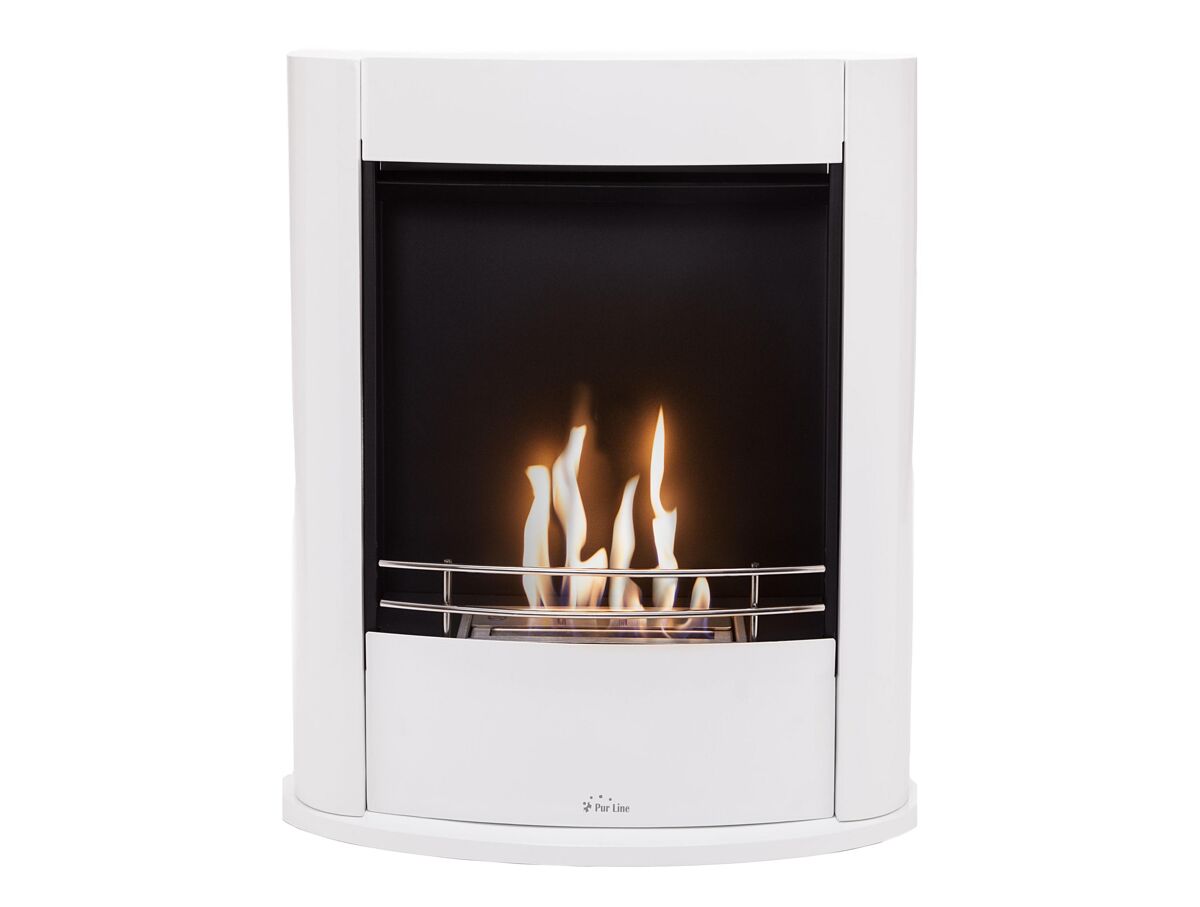 Chimenea de etanol de 2.5kw y 1.5l de capacidad. diseño fabricado en acero blanco