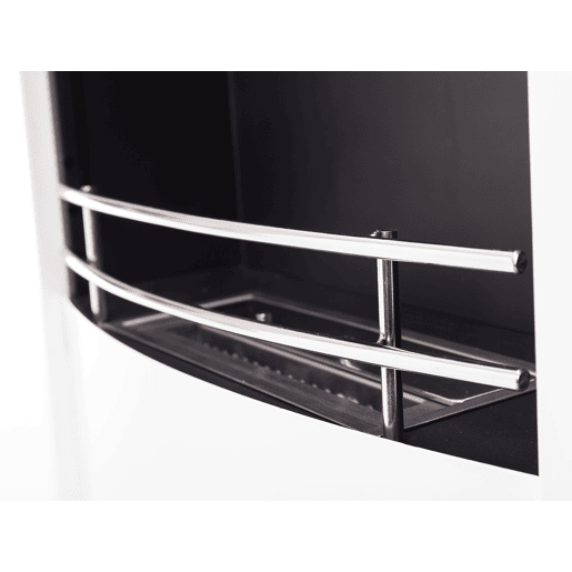 Lareira a etanol com 2,5 kW e 1,5 L de capacidade. Design fabricado em aço branco.