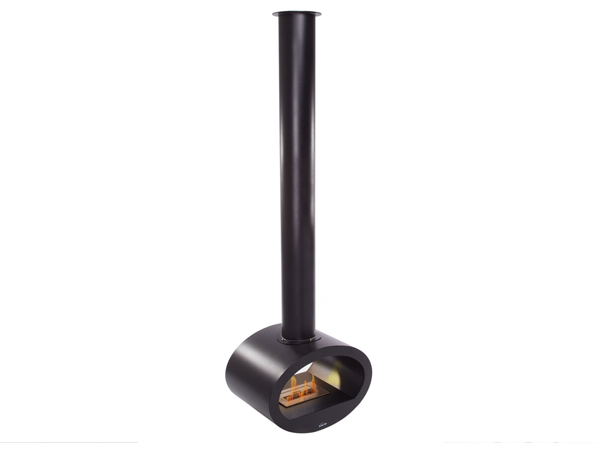 Chimenea de etanol de techo con diseño alargado en acero