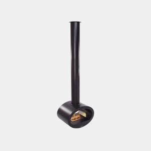 Lareira a etanol montada no tecto com vista de chama de ambos os lados. Fabricado em aço preto. 2kW de potência e bloco de combustão de 1,5L