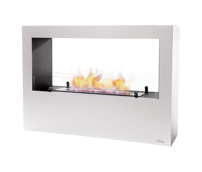 Chimenea de etanol rectangular acabada en acero lacado blanco. incluye un depósito de 3l