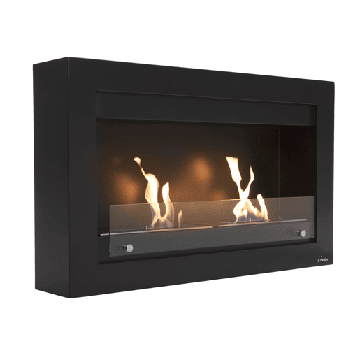 Lareira de etanol de 4KW de largura. Feito de aço esmaltado preto