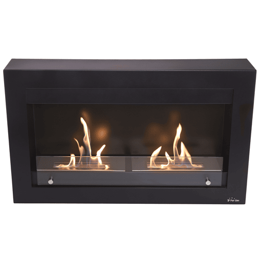 Lareira de etanol de 4KW de largura. Feito de aço esmaltado preto