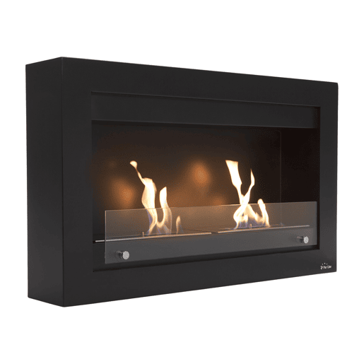 Lareira de etanol de 4KW de largura. Feito de aço esmaltado preto