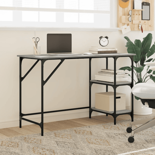 Secretária Escrivaninha de computador - 120x50x75 cm metalderivados de madeira cinza sonoma