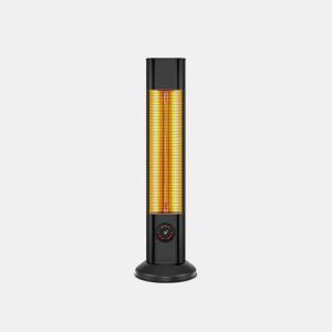 Aquecedor de halogéneo com protecção IP55. Desenho na forma de uma torre de 2000W. Feito de metal, mede 15x55x95 cm e é ideal para salas até 18m2.