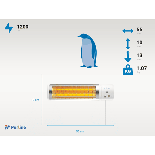 Aquecedor de quartzo de halogéneo IPX4