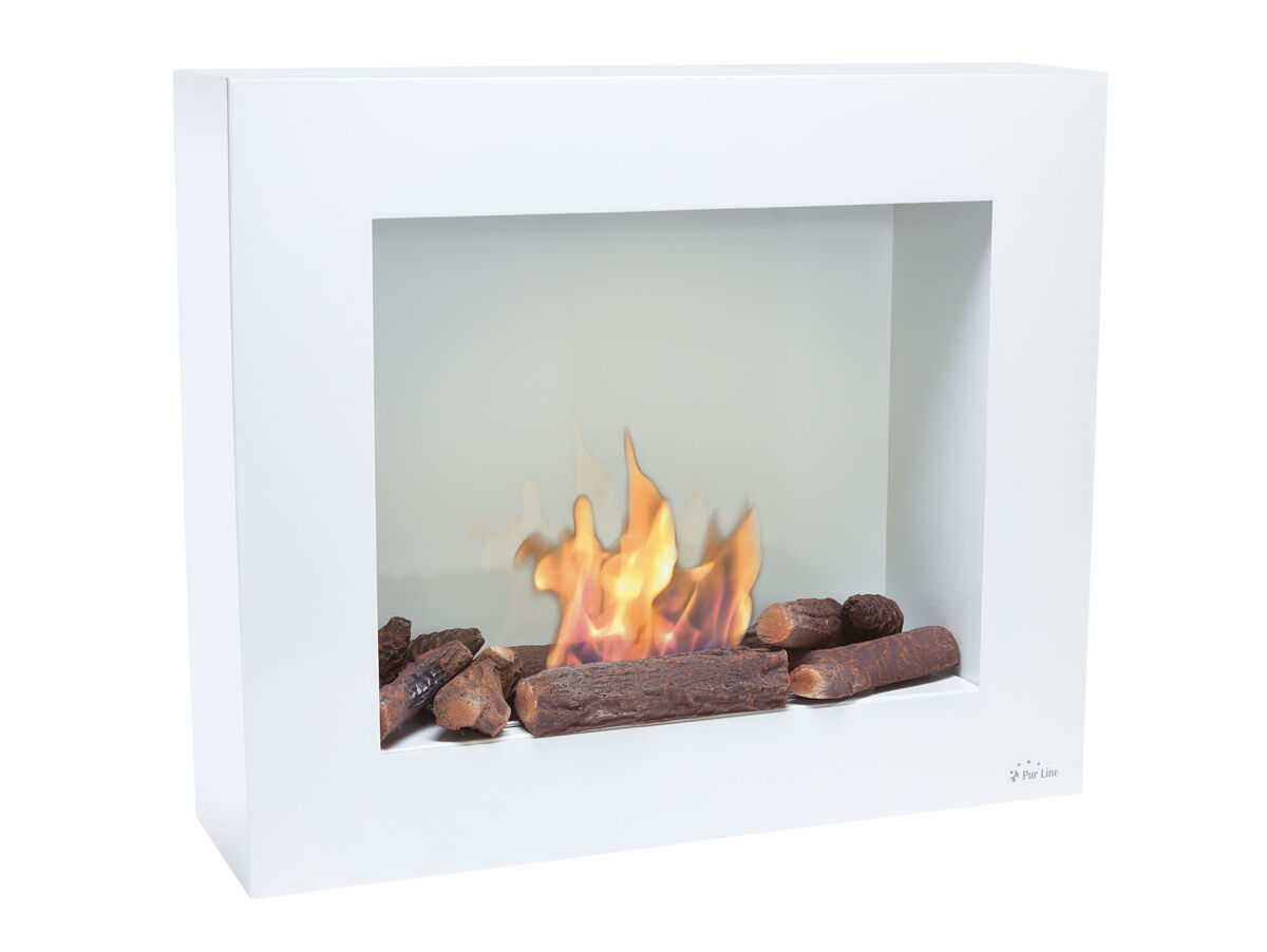 Chimenea de etanol de 1.75kw y 1.2l de capacidad. diseño rectangular en acero lacado blanco