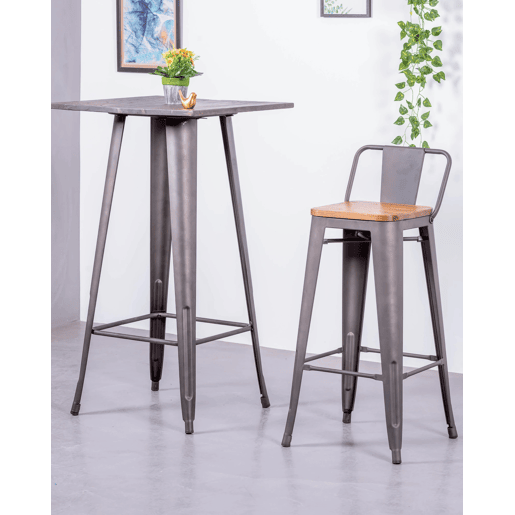 Pack de 4 bancos metálicos com assentos de madeira - Bistro