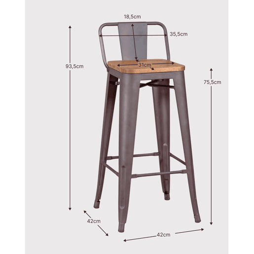 Pack de 4 bancos metálicos com assentos de madeira - Bistro