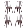 Pack de 4 cadeiras metálicas com assentos de madeira - Bistro