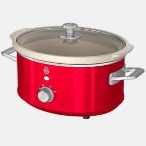 SWAN SF17021RNEU Retro Slow Cooker 3,5L, Panela de Cerâmica Antiaderente sem PFOA e PTFE, 200, Vermelho