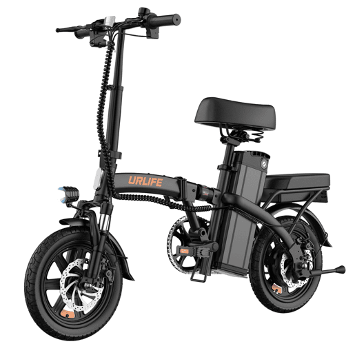 E-bike URLIFE F1L - Motor 250W Bateria 48V 7.5Ah Pneus de 14 Polegadas Disco - Preto