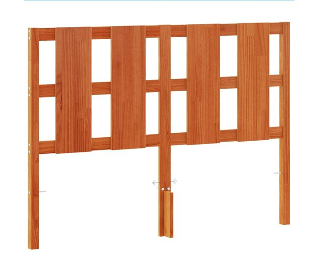 Cabecero cama - Mueble cabecero madera maciza de pino marrón cera 135 cm