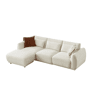 YHL Voyura 10-BEIGEWHITE Sofá multi-pessoa de peluche teddy espuma travesseiros - Formato em L - Bege branco