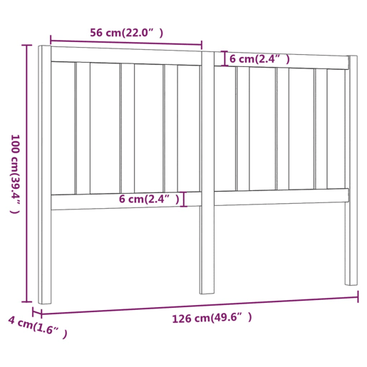 Cabeceira - Cabeceira de cama 126x4x100 cm pinho maciço cinzento