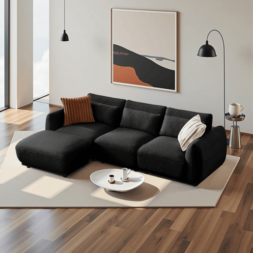 YHL Voyura 10 - Pelúcia Sofá Moderno Multi-pessoa com Espuma - Design convertível - Preto