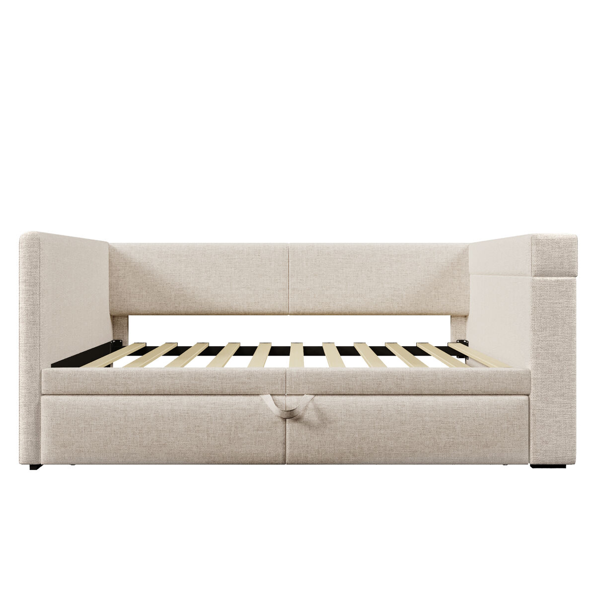 sofa cama 90x200 cm - cama individual con funcion de cama extraible reposabrazos con puertos usb y type-c portavasos mezcla de lino beige