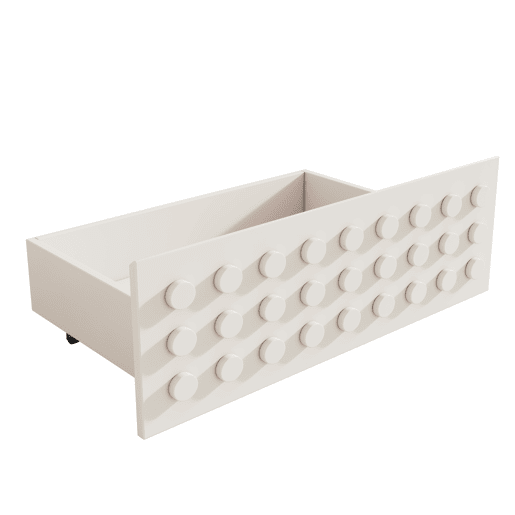 Cama individual 90x200 cm - Design criativo com blocos, estrutura em madeira maciça com estrado, com gavetas e arrumação debaixo da cama - Branco