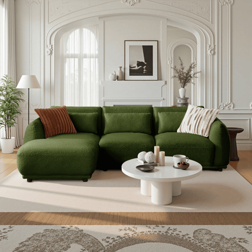 YHL Voyura 10-DARKGREEN Sofá Poltrona multi-pessoa espuma travesseiros - Encosto estofado - Verde escuro