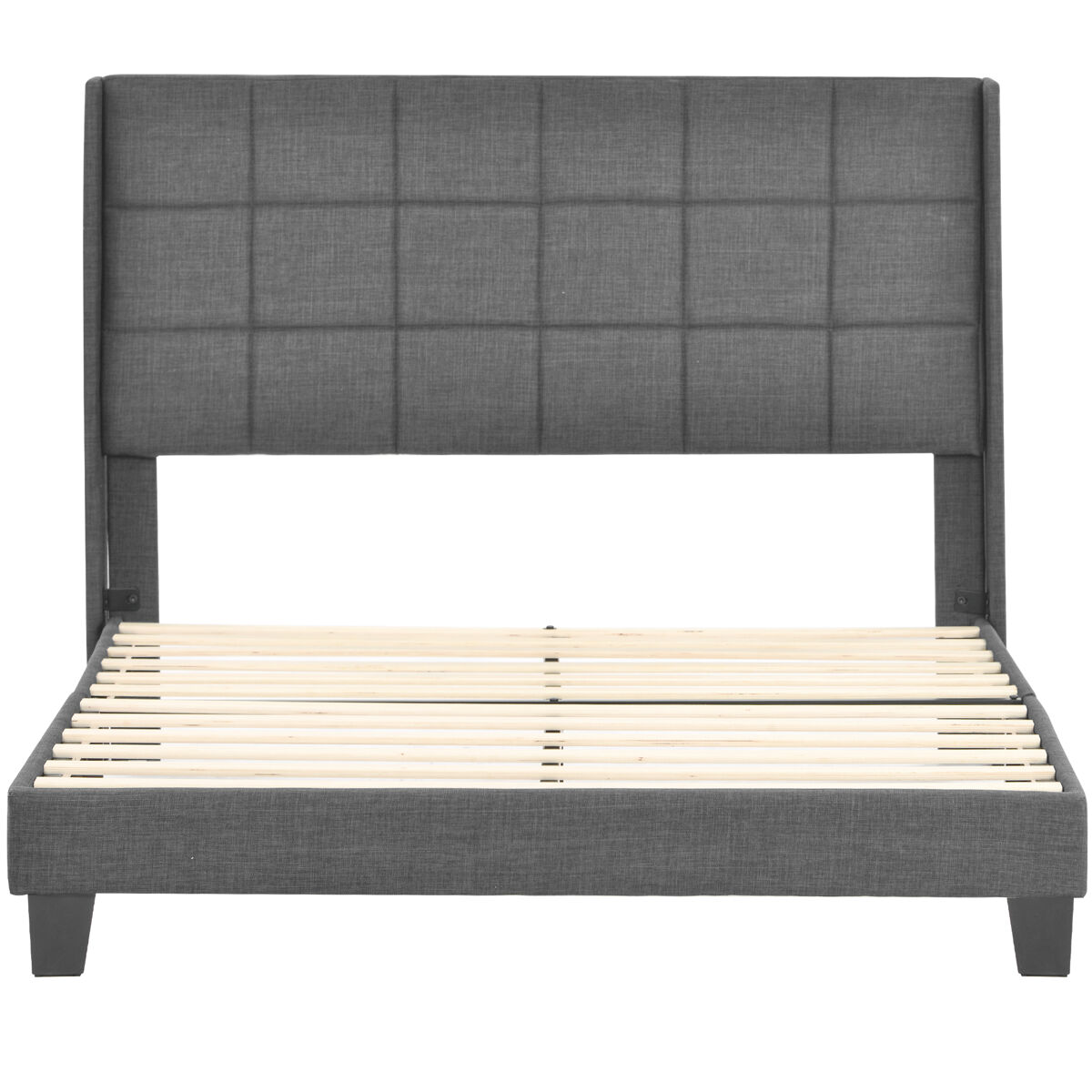 Cama polsterbett 140x200cm - con cabecera acolchonada, con somier - gris lino
