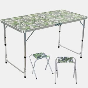 Conjunto de mesa e cadeiras dobráveis e portáteis para campismo (verde)