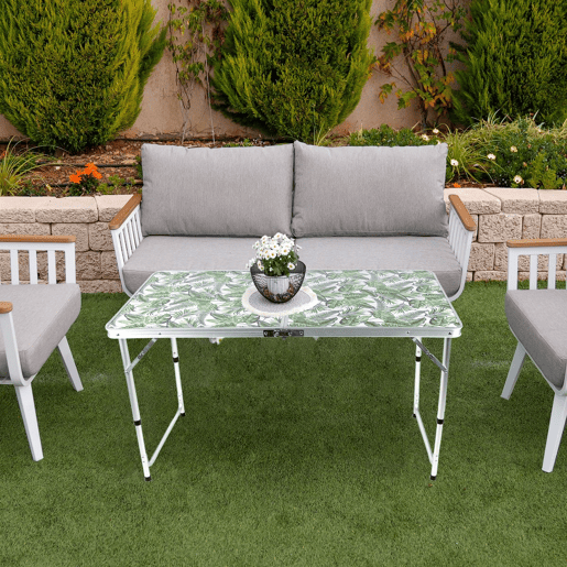Conjunto de mesa e cadeiras dobráveis e portáteis para campismo (verde)