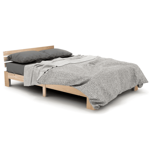 Cama de casal em madeira 200x140 cm - Cabeceira, estrutura da cama com estrado, madeira maciça, design em pinho