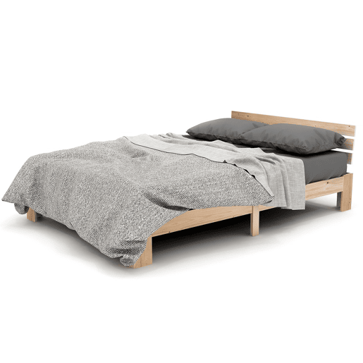 Cama de casal em madeira 200x140 cm - Cabeceira, estrutura da cama com estrado, madeira maciça, design em pinho