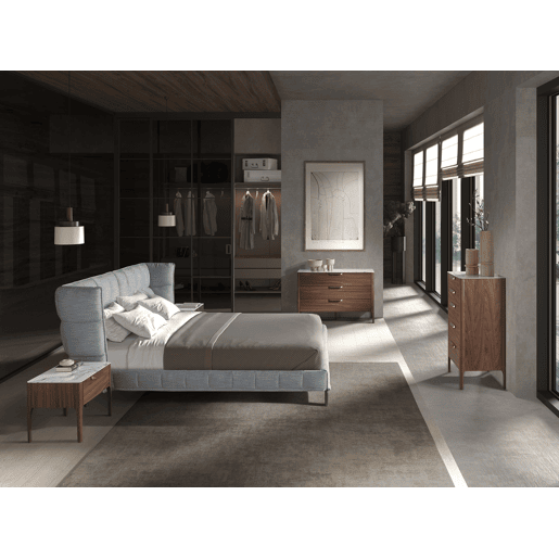 Cama em tecido cinzento-azulado claro modelo 7211 Angel Cerdá