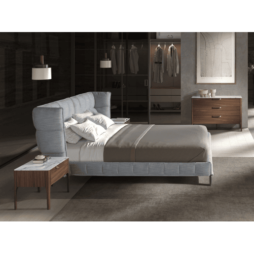 Cama em tecido cinzento-azulado claro modelo 7211 Angel Cerdá