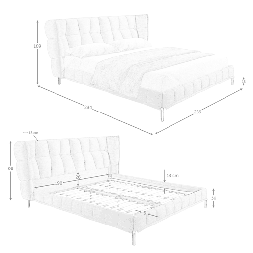 Cama em tecido cinzento-azulado claro modelo 7211 Angel Cerdá