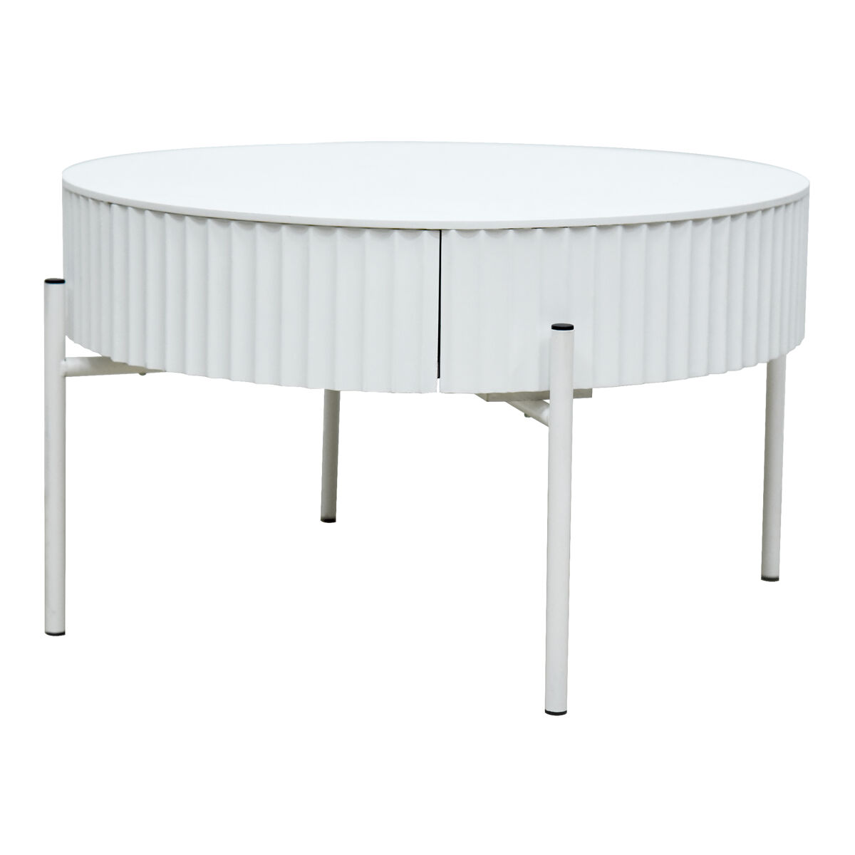Mesa de centtro rill redonda con cajón metal 36xø60cm blanco [en.casa]