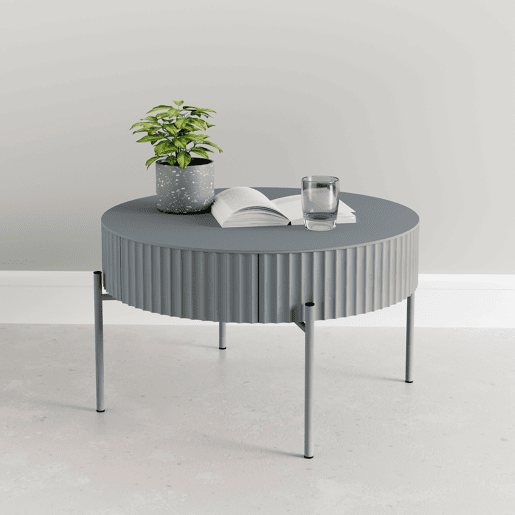 Mesa de centro Rill redonda com gaveta 36 x Ø60 cm Cinzento en.casa
