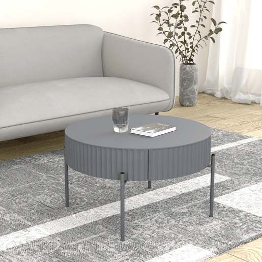 Mesa de centro Rill redonda com gaveta 36 x Ø60 cm Cinzento en.casa
