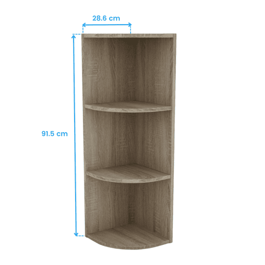 Estante de canto de 3 níveis, estante baixa para sala de estar, armazenamento para sala de jantar Plea Sonoma Oak 29x92x29 cm Estante de canto de 3 níveis, estante baixa para sala de estar, armazenamento para sala de jantar Plea Sonoma Oak 29x92x29 cm
